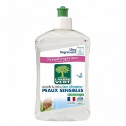 L’Arbre Vert Vaisselle & Mains Sans Allergènes et Sans Parfum Peaux Sensibles Ultra Dégraissant 500ml