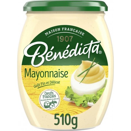 Bénédicta Mayonnaise Nature Goût Fin et Délicat recette originale aux Oeufs 510g