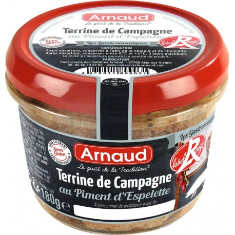 Arnaud Terrine de Campagne au Piment d'Espelette Label Rouge 180g