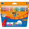 BIC KIDS KID COULEUR 100PP FEUTRE DE COLORIAGE POCHETTE CARTON BROCHABLE FEUTRE 18CT 1CT LAVABLE MEDIUM OGIVE