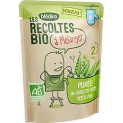 Blédina Les Récoltes Bio purée de haricots verts et petits pois 120g