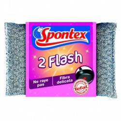 Spontex Tampon 2 Flash Ne Raye Pas Fibre Délicate Par 2