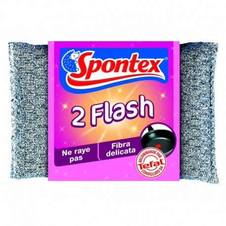 Spontex Tampon 2 Flash Ne Raye Pas Fibre Délicate Par 2