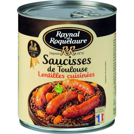 RAYNAL ET ROQUELAURE Saucisses de Toulouse lentilles cuisinées 840g