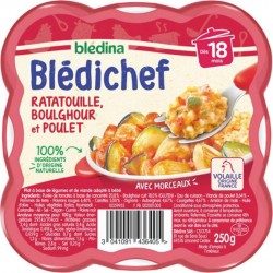 Blédina Blédichef Ratatouille Boulghour et Poulet (dès 18 mois) l’assiette de 250g (lot de 8)