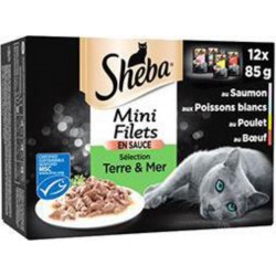 Sheba Mini filets en sauce sélection Terre Mer pour chats 12x85g 1.02Kg