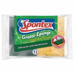 Spontex Gratte-Eponge Stop-Bactéries Protection Longue Durée Par 2