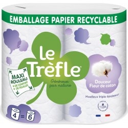 Le Trèfle Papier toilette Douceur Fleur de coton x4