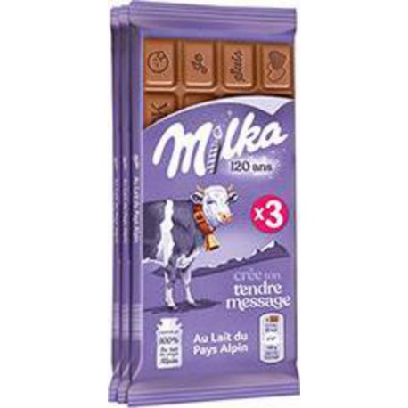 Milka Chocolat au lait les 3 tablettes de 100g