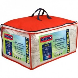 DODO Pack DODO couette + oreiller tempérés anti-acariens 300g/m² DOUCE QUIETUDE 200x200cm