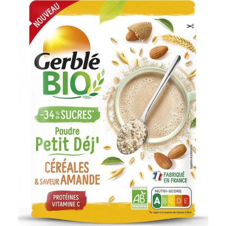 Gerblé Poudre petit déj' Bio céréales, saveur amande 240g