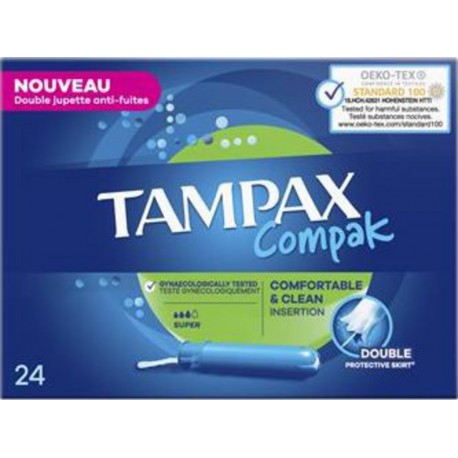 Tampax Tampon Compak Avec applicateur Super x24 boîte 24