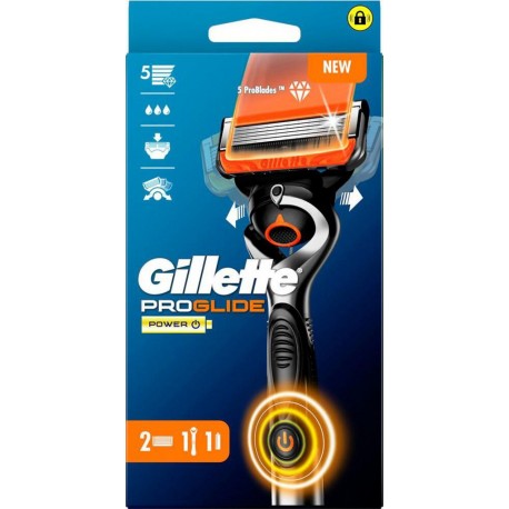 GILLETTE RASOIR PROGLIDE POWER +2 manche rasoir + 2 recharges lames