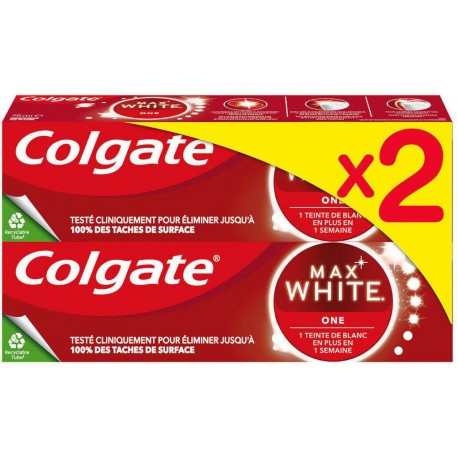 Colgate Dentifrice blancheur Max White One 2x75ml x2 tubes 75ml - 150ml