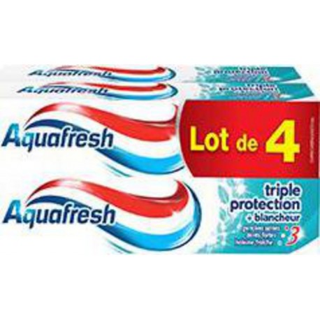 Aquafresh Dentifrice Triple protection Blancheur 4x75ml x4 tubes 300ml