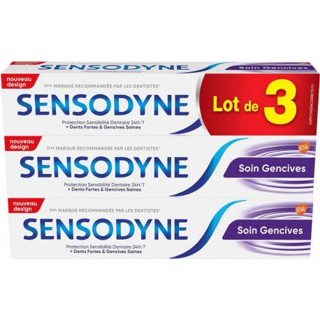 Sensodyne Dentifrice Soin gencives 24h 3x 75ml 3 tubes 75ml - 225ml