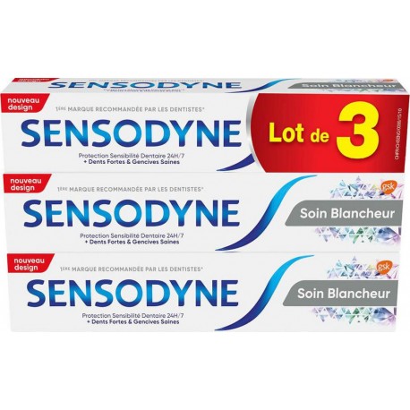 Sensodyne Dentifrice Soin blancheur 24h 3x75ml 3 tubes 75ml - 225ml