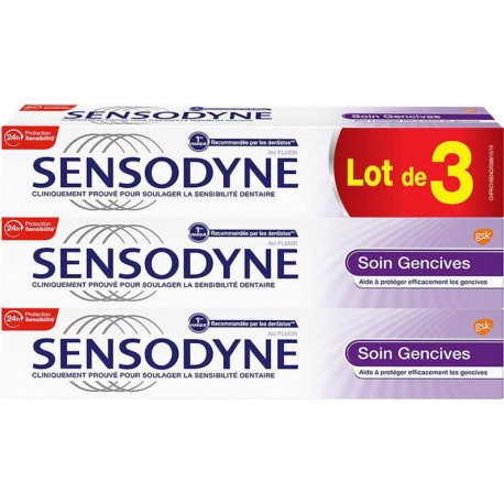 Sensodyne Dentifrice Soin gencives 3x75ml x3 dentifrices