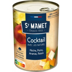 St Mamet Fruits au sirop Cocktail Pêche Poire Ananas Raisin avec jus naturel 250g