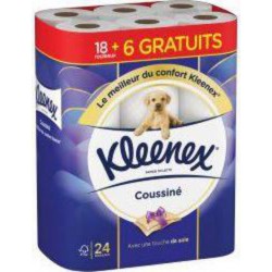 Kleenex Papier toilette Coussiné 18+6 offerts 24 rouleaux