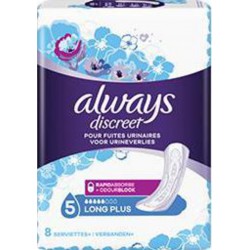 Always Serviettes incontinence Discreet long plus x8 paquet 8 serviettes