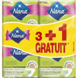 Nana Protège-slips Si Discret Plié x32 3+1offert 3 paquets 32 + 1 offert