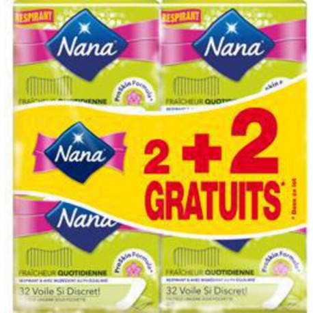 Nana Protège-slips Si Discret Plié 2x32 + 2 offerts 2 boîtes 32 + 2 offertes