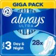 Always Serviettes hygiéniques Avec ailettes nuit T3 x28 paquet 28 serviettes