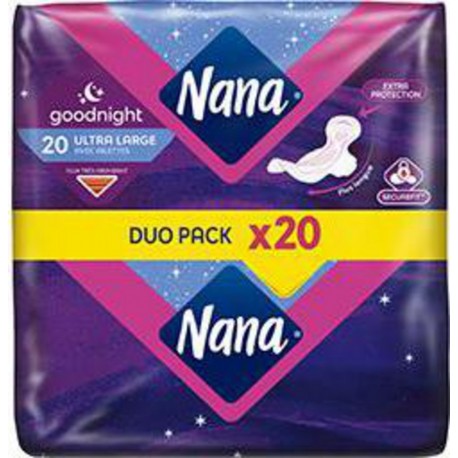 Nana Serviette hygiénique Ultra Spécial nuit x20 paquet 20 - duo pack