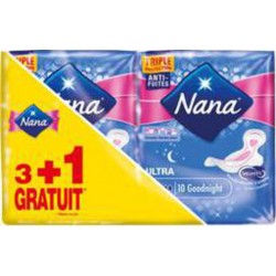 Nana Serviette hygiénique Ultra Goodnight x10 -3+1offert 3 paquets 10 + 1 offert