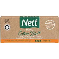 Nett Tampon Coton Bio Super x16 boîte 16