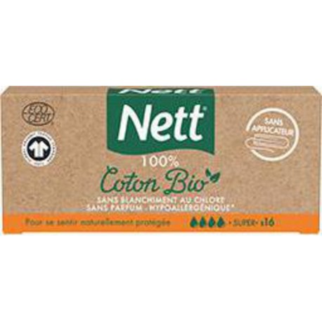 Nett Tampon Coton Bio Super x16 boîte 16