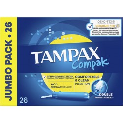Tampax Tampon Compak Avec applicateur Régulier x26 boîte 26 pièces - 118g