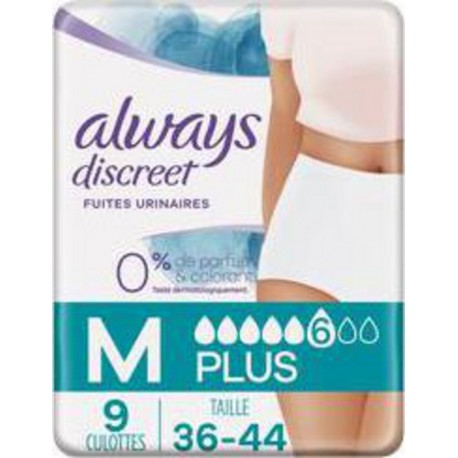 ALWAYS DISCREET CULOTT.M 0%X9 paquet 9 culottes