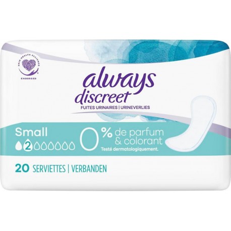 ALWAYS DISCREET PADS S 0% X20 paquet 20 serviettes