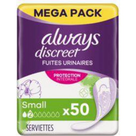 ALWAYS DISCREET SERV.SMALL X50 paquet 50 serviettes