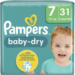 Pampers Couches Baby Dry Taille 7 x62 paquet 62