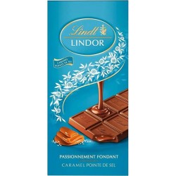 LINDT Tablette Lindor chocolat lait caramel pointe de sel 150g