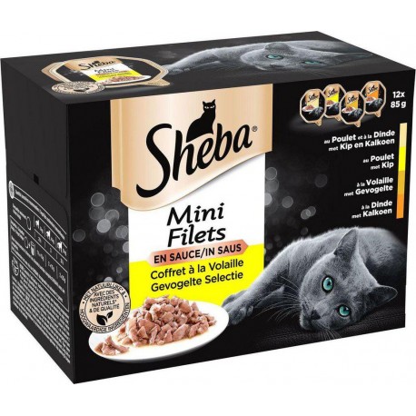 SHEBA Chat Mini Filets Volaille 12x85g 1.02Kg