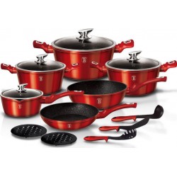 Berlinger Haus Batterie de cuisine induction 15 pièces Aluminium forgé rouge métal