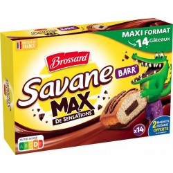 BROSSARD Savane Barr' gâteaux barre de chocolat sachets individuels x14 420g