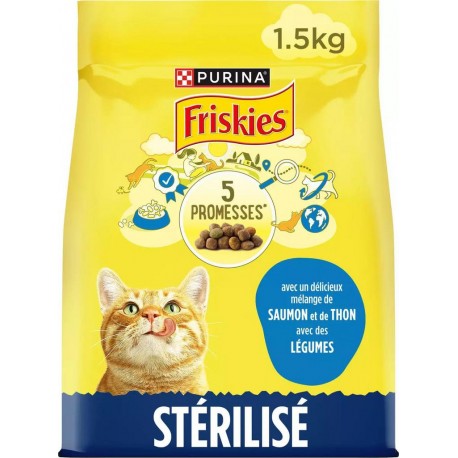 Friskies Croquettes pour Chat Saumon Thon Légumes 1,5Kg