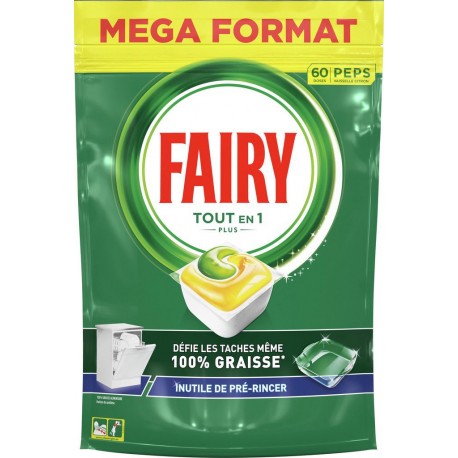 Fairy Capsules pour lave-vaisselle Tout-en-1 Plus PEPS Citron x60 810g