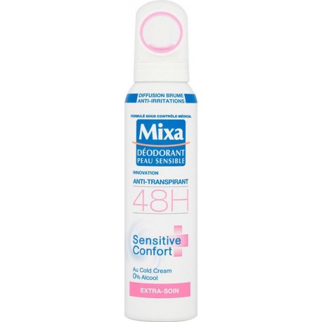 Mixa Déodorant Peau Sensible Anti-Transpirant 48h Sensitive Confort Extra Soin 150ml (lot de 4)