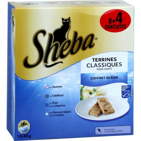 Sheba Barquette chat Coffret océan 8x85g+4 offert 1.02Kg