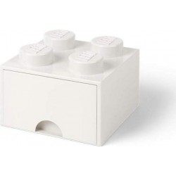 LEGO Brique de rangement empilable avec tiroir 4 plots ® Blanc
