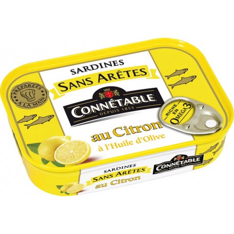 Connetable Sardines sans arêtes au citron 98g net égoutté