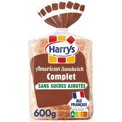 Harrys Pain de mie American Sandwich complet sans sucres ajoutés sans additifs 600g (lot de 10)