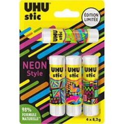 UHU 4 STICK BLANC NEON 8,2g