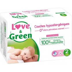 Love & Green Couches Hypoallergéniques Innovation Taille 2 (3-6Kg) x36 (lot de 2 soit 72 couches)